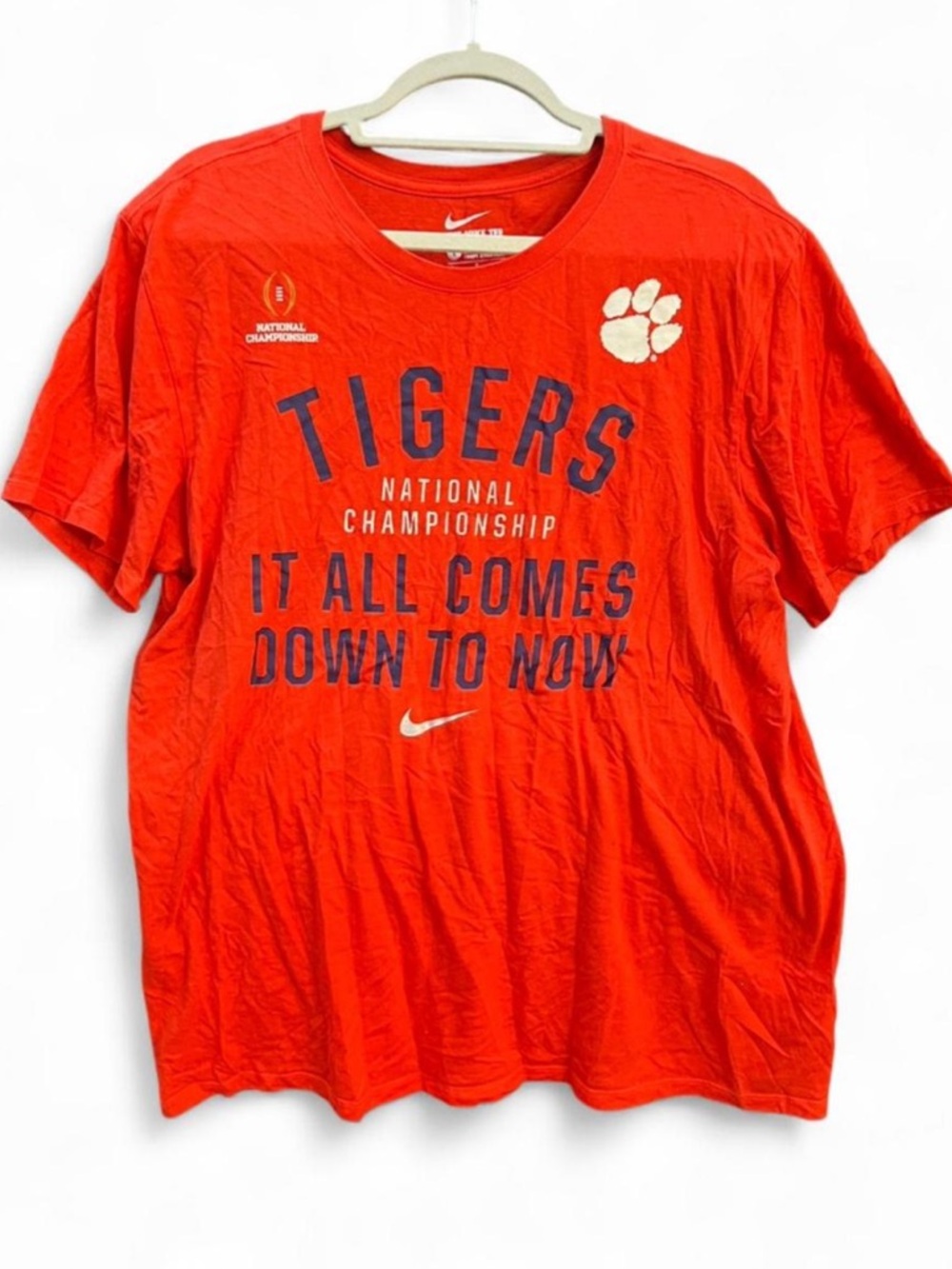 Nike Orange Clemson Tigers Graphic Tee with Navy Print